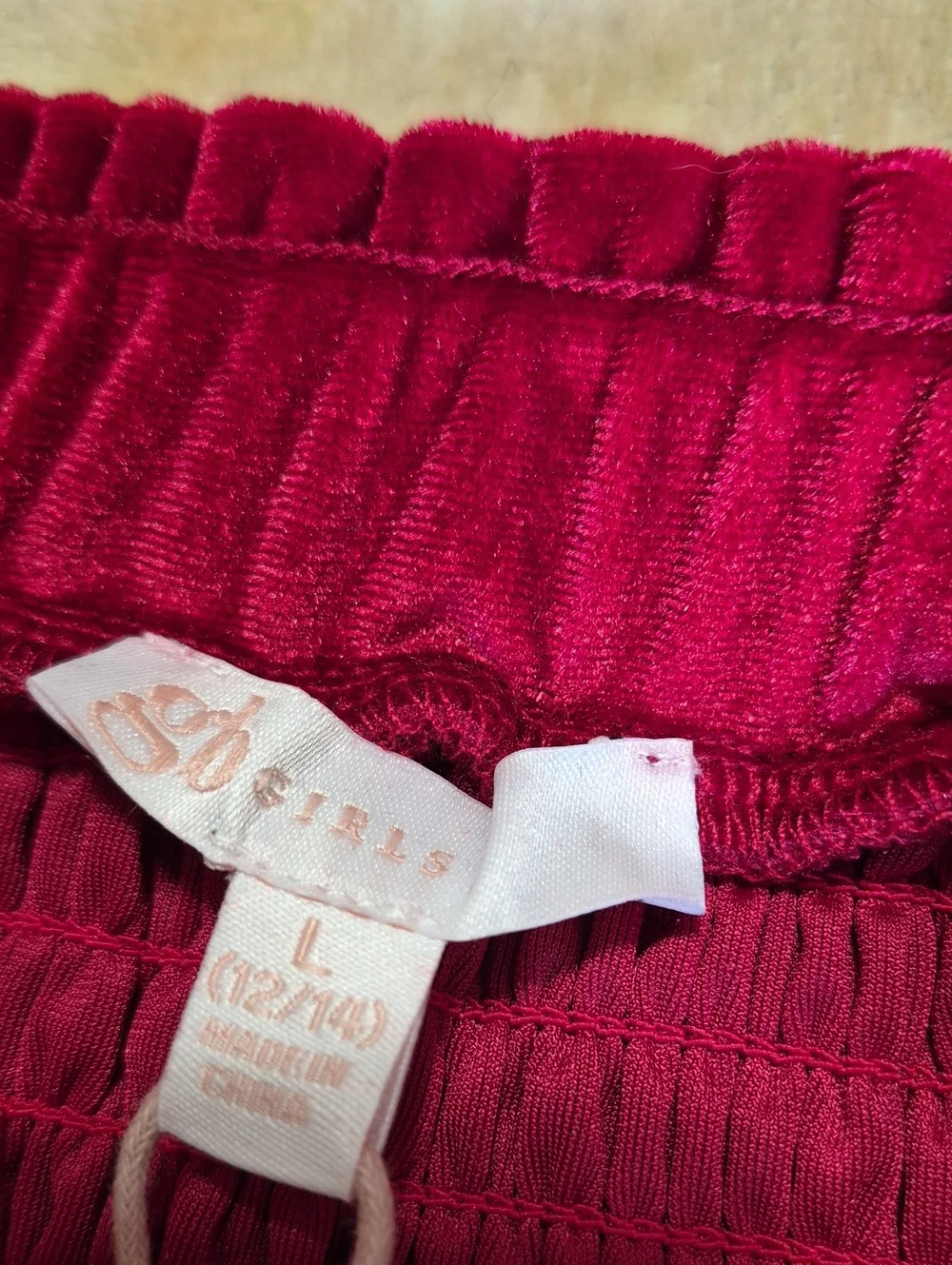 GB Girls Size L 12/14 Red Velvet Smocked Skirt New With Tags